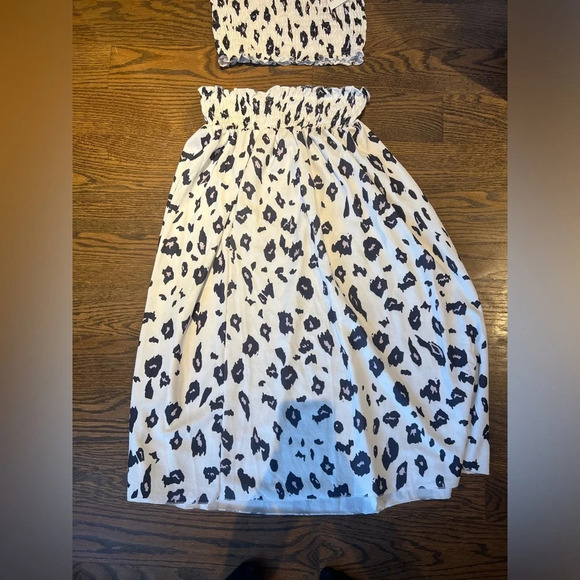 Angashion Women's Leopard Print Crop Top Maxi Skirt Set 2 Piece Outfit Dress NWT - Picture 3 of 4